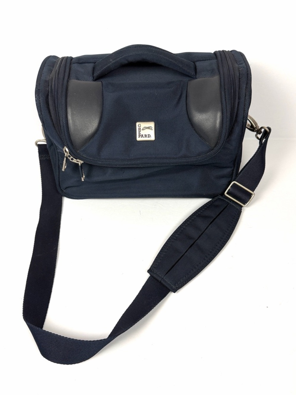 Italian Travel Beauty Train Case Makeup Organizer Navy Shoulder Bag Ghepard